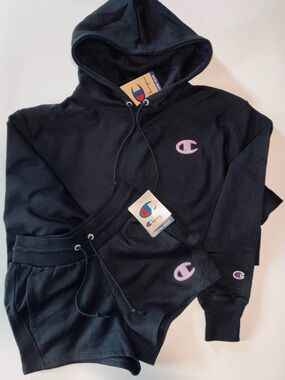 Champion Pink Logo Hoodie & Short Set